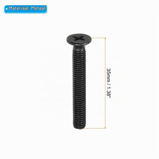 Skateboard montageschroeven 35 mm met moeren 8 stuks zwart – truck bevestigingsbouten – skate accessoires