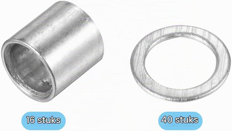 Laden Sie das Bild in Galerie -Viewer, Skateboard lager spacers en speed washers 56-delige set zilver – wiel afstandhouders – skateboard accessoires
