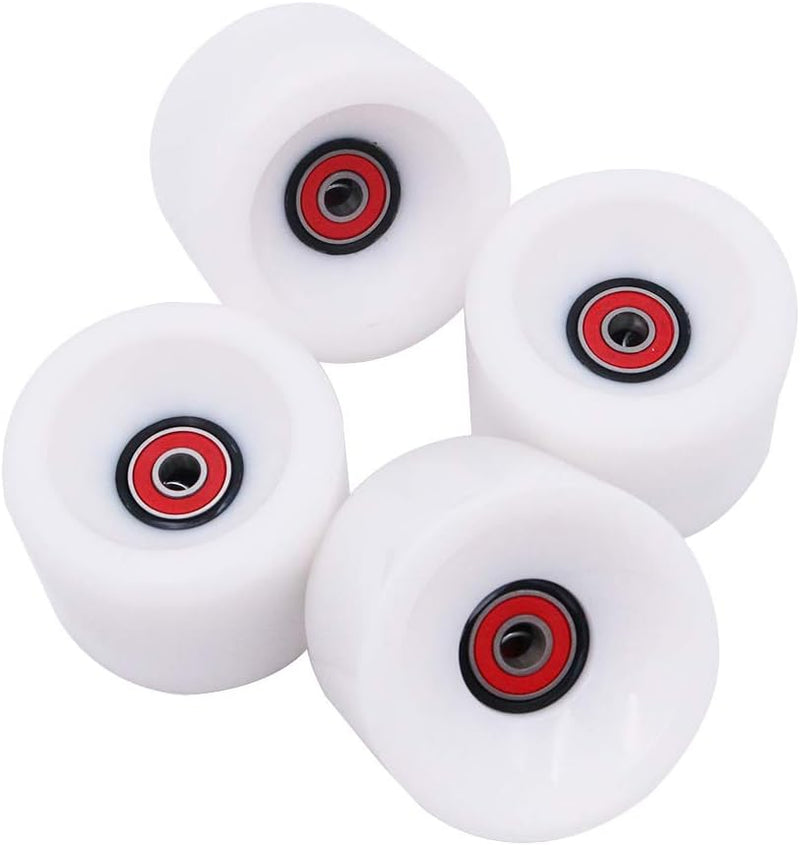 Laad afbeelding in Galerijviewer, Longboard wielen 70 x 51 mm 78A met ABEC-9 lagers 4 stuks wit – cruiser skateboard wielen
