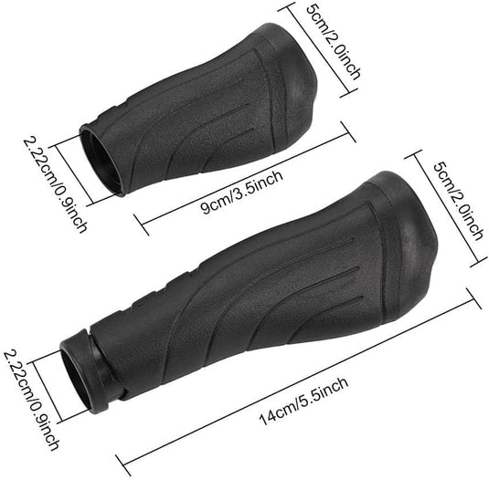 Ergonomische fietshandvatten 22 mm lang en kort zwart