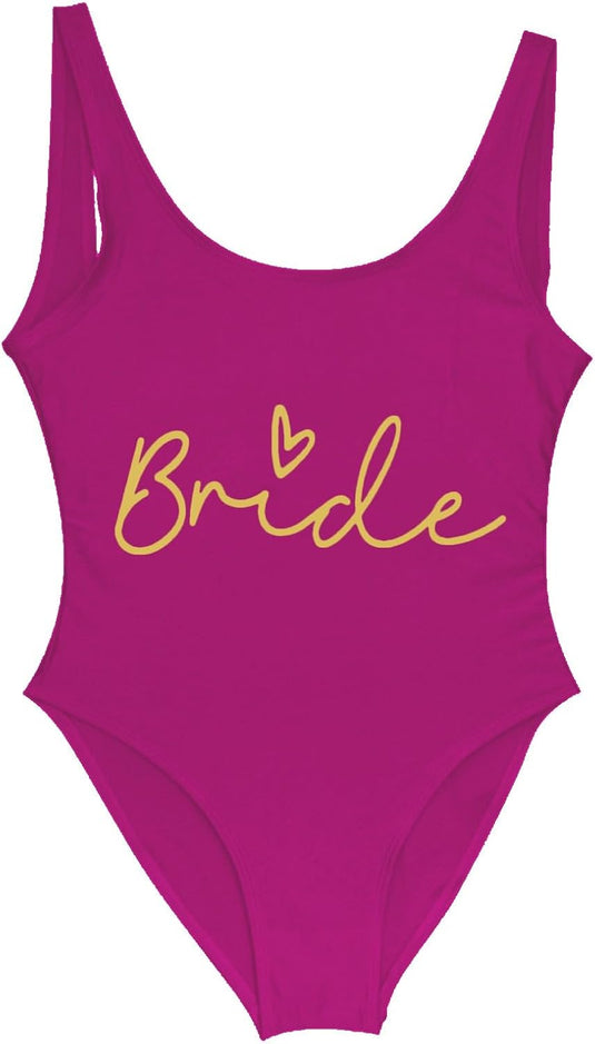 Dames badpak Bride to Be met letterprint en lage rug – bruidsbadpak – vrijgezellenfeest