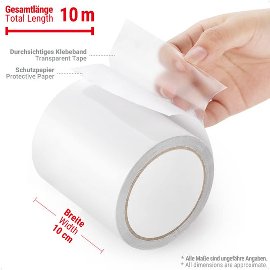 ecooe Reparatietape voor tenten, 8 cm x 5 m, reparatietape, professioneel, waterdicht, transparant, voor het repareren van luifels, tent, pvc-coating, paviljoen, vrachtwagenzeil