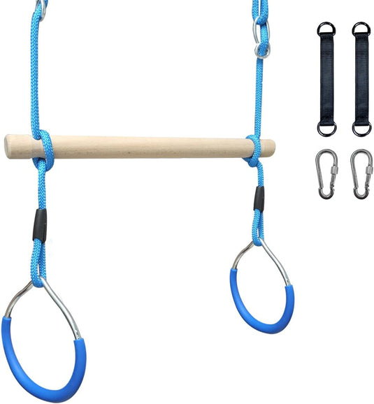 Trapezeschommel met gymnastiekringen en sterke touwen tot 120 kg – turnstang – speeltoestel accessoires