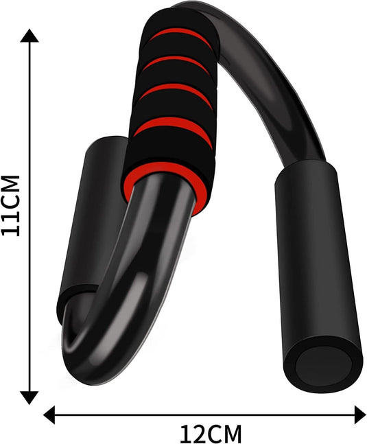 Push Up Bar Pushup Handles 2 Bars S Shapes for Floor Chest Workout Equipment Home Gym for Men and Women,Sweat Absorbent Thick Sponge Handle,Anti Slip PVC Bottom.