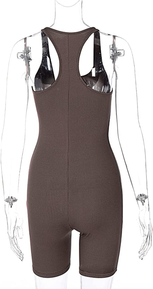 Dames sport jumpsuit kort mouwloos
