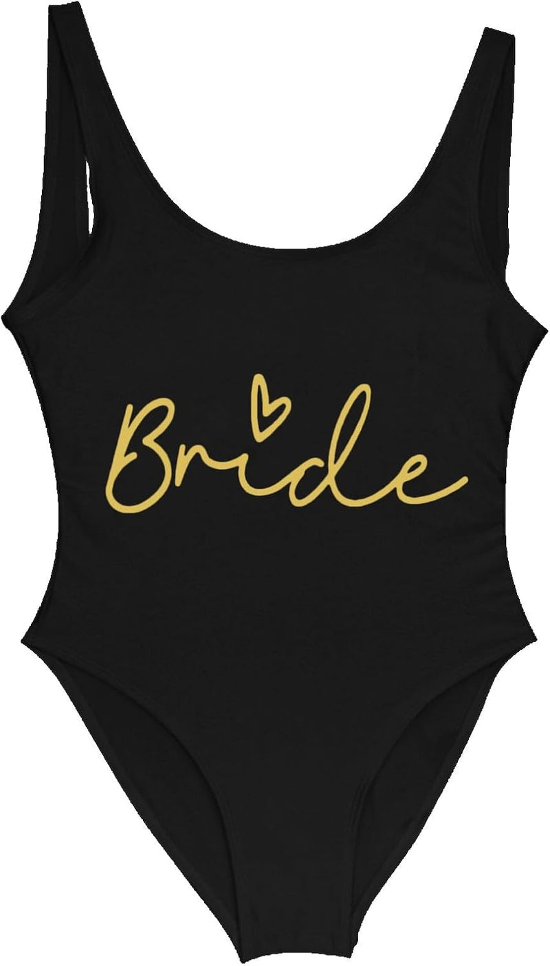 Load image into Gallery viewer, Dames badpak Bride to Be met letterprint en lage rug – bruidsbadpak – vrijgezellenfeest

