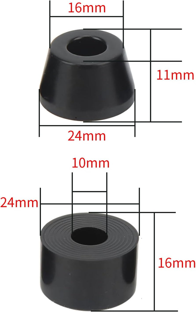 Chargez l'image dans la visionneuse de la galerie, Skateboard bushings 85A 12-delige rebuild set zwart – PU stuurrubbers – longboard skateboard accessoires
