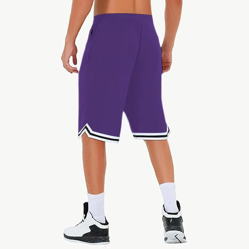Load image into Gallery viewer, Lange basketbalshort heren van ademend mesh met ritszak – sportshort – fitness broek
