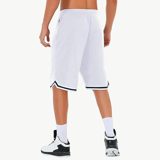 Lange basketbalshort heren van ademend mesh met ritszak – sportshort – fitness broek