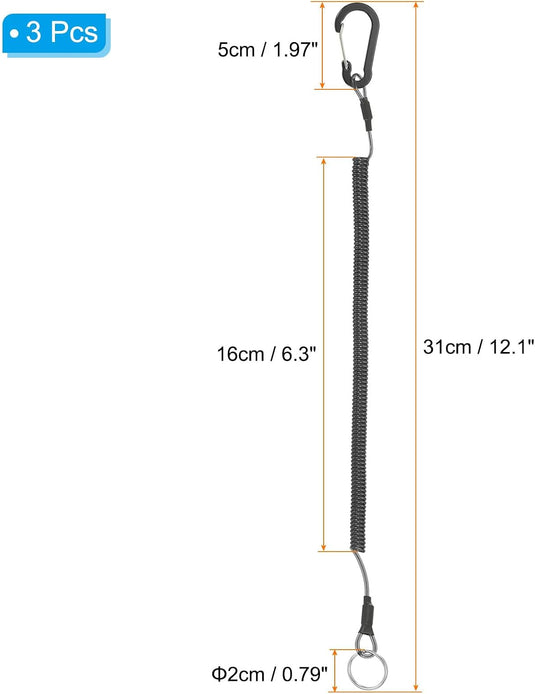 Spiraalkoorden 3 stuks uitschuifbaar tot 150 cm met clip groen – veiligheidslijnen – outdoor accessoires