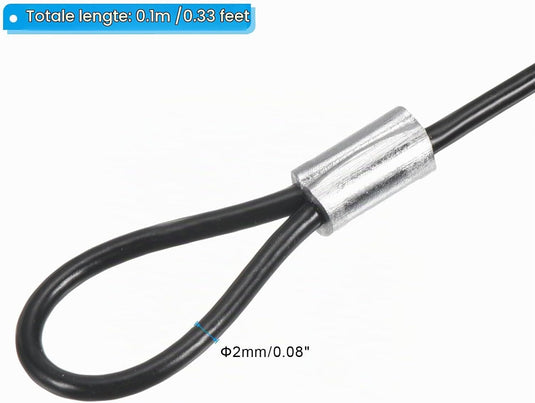 Stalen veiligheidskabel met dubbele lus 10 cm x 2 mm (8 stuks) - Gecoate borgkabel - Veiligheidskabel podiumverlichting & bagage