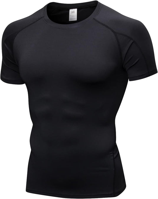 Heren compressieshirt korte mouwen functioneel shirt sneldrogend loopshirt sportshirt fitnessshirt voor mannen
