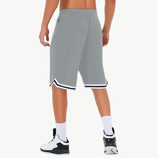 Lange basketbalshort heren van ademend mesh met ritszak – sportshort – fitness broek