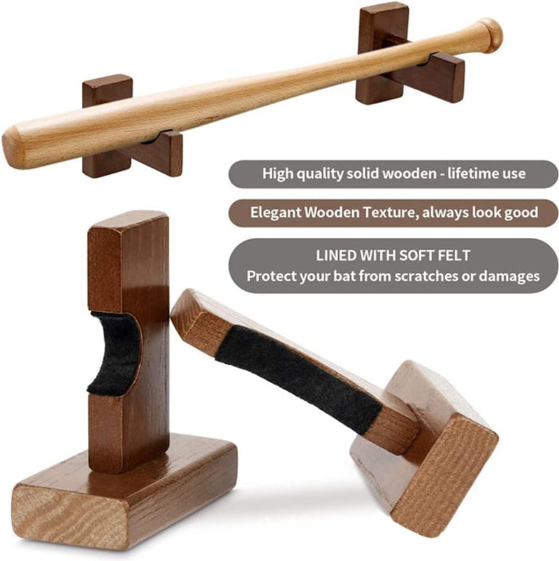 Laad afbeelding in Galerijviewer, Baseballknuppel muurbevestiging, 2 stuks softbalknuppel muurbevestiging, honkbalknuppel horizontale rekbeugel met vilten voering muurbevestiging voor honkbal, softbal, hockeystick vitrine
