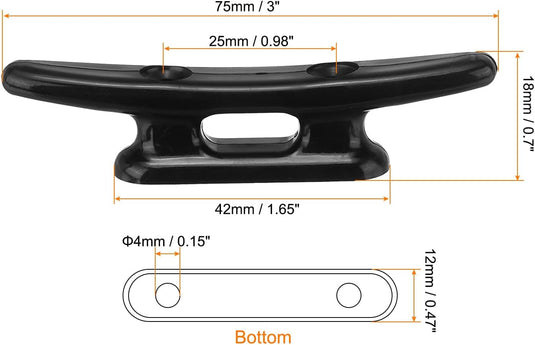 Bootkikkers 4 stuks 75 mm van nylon zwart – touwklemmen – boot kajak accessoires