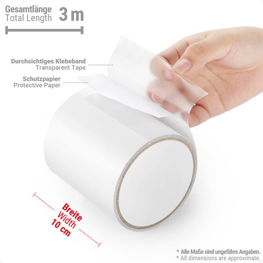 ecooe Reparatietape voor tenten, 8 cm x 5 m, reparatietape, professioneel, waterdicht, transparant, voor het repareren van luifels, tent, pvc-coating, paviljoen, vrachtwagenzeil