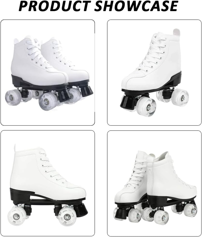Load image into Gallery viewer, ERNAN Rolschaatsen met 4 wielen, parallelle skates met lichtgevende wielen, klassieke high-top, rolschaatsen voor volwassenen, meisjes, kinderen, beginners, maat 37-43
