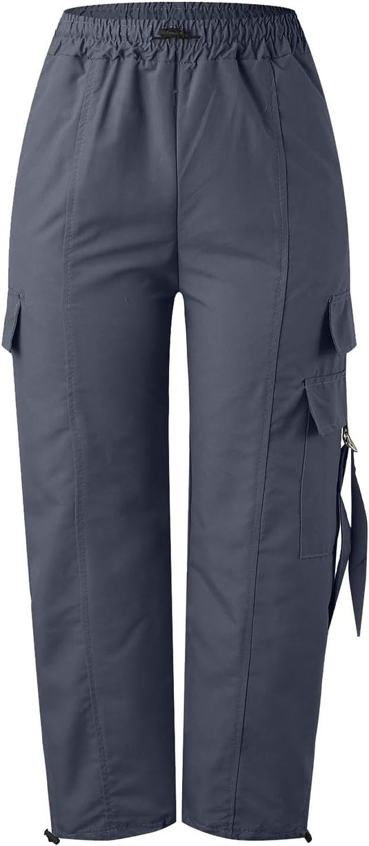 Dames baggy cargobroek met wijde pijpen trekkoord en zakken – streetwear broek – joggingbroek