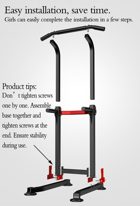 Power tower met verstelbare optrekstang en dip station tot 150 kg – pull-up bar – krachtstation