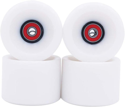 Longboard wielen 70 x 51 mm 78A met ABEC-9 lagers 4 stuks wit – cruiser skateboard wielen