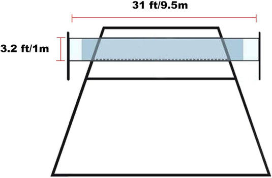 Volleyball net 9.5 x 1 m for indoor and outdoor use