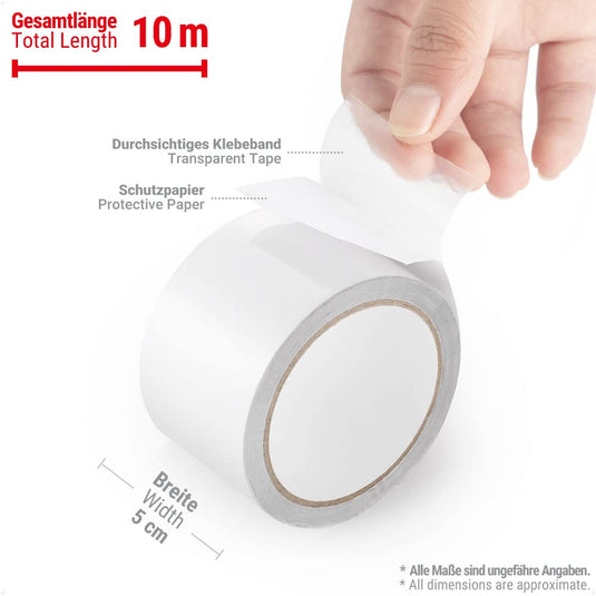 ecooe Reparatietape voor tenten, 8 cm x 5 m, reparatietape, professioneel, waterdicht, transparant, voor het repareren van luifels, tent, pvc-coating, paviljoen, vrachtwagenzeil