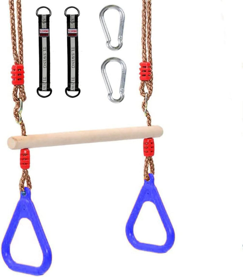 Laden Sie das Bild in Galerie -Viewer, Trapezeschommel 2-in-1 met gymnastiekringen tot 120 kg – houten turnschommel – binnen en buiten
