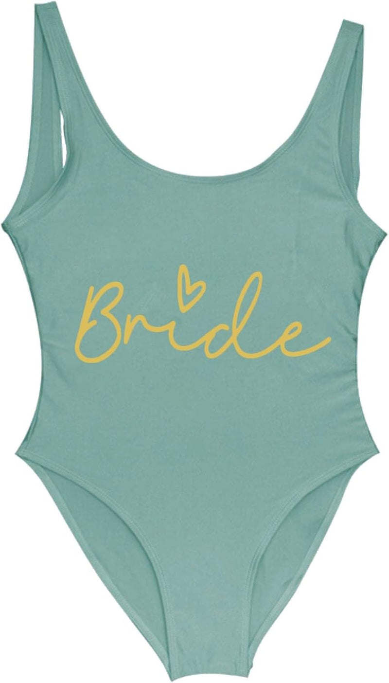 Load image into Gallery viewer, Dames badpak Bride to Be met letterprint en lage rug – bruidsbadpak – vrijgezellenfeest
