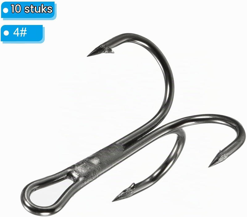 Chargez l'image dans la visionneuse de la galerie, Hameçons triples, 10 pièces, taille 1/0, en acier au carbone noir – hameçons triples – accessoires de pêche
