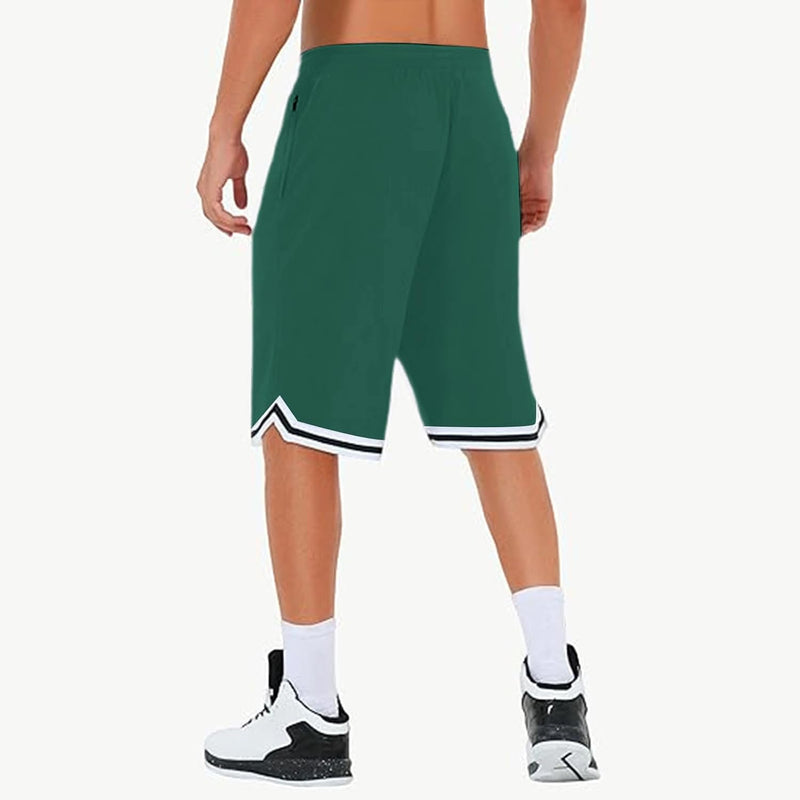 Load image into Gallery viewer, Lange basketbalshort heren van ademend mesh met ritszak – sportshort – fitness broek
