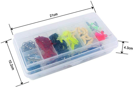 Kunstköder-Set mit 120 Teilen, Spinnern, Softbaits und Hardbaits inklusive Aufbewahrungsbox – Raubfischköder – Angelzubehör