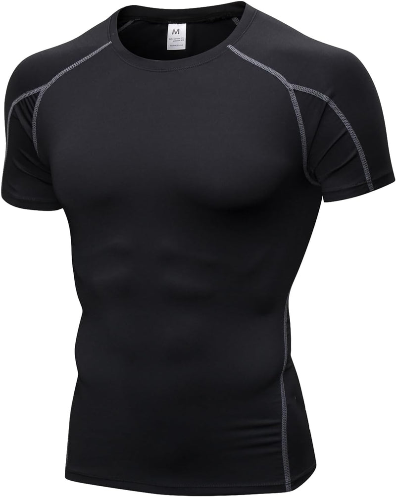 Laad afbeelding in Galerijviewer, Heren compressieshirt korte mouwen functioneel shirt sneldrogend loopshirt sportshirt fitnessshirt voor mannen
