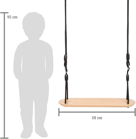 Trapezeschommel 2-in-1 met gymnastiekringen en verstelbare touwen tot 100 kg – houten schommel
