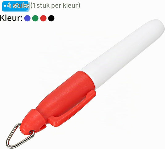 Mini permanente markers 4 stuks met clip in 4 kleuren – golfbal markers – markeerstiften