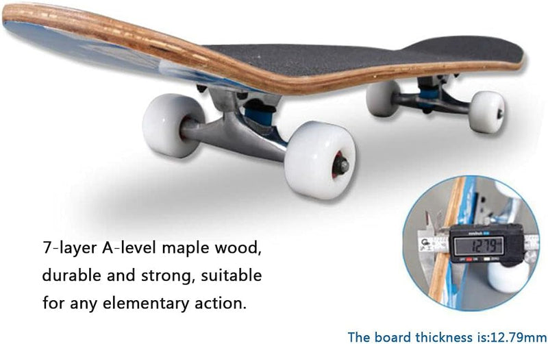 Laad afbeelding in Galerijviewer, Skateboard 78 x 20 cm met 7-laags esdoorn deck en ABEC-7 lagers – stunt skateboard – beginners
