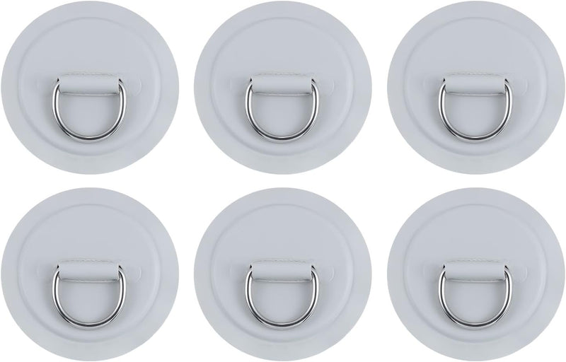 Załaduj obraz do przeglądarki galerii, D-ring bevestigingspads 6 stuks 8 cm van PVC grijs – roestvrijstalen bevestigingsringen – SUP kajak accessoires

