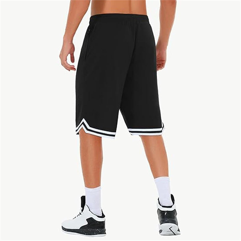 Load image into Gallery viewer, Lange basketbalshort heren van ademend mesh met ritszak – sportshort – fitness broek
