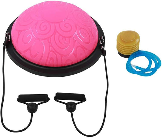 Balanstrainer 46 cm met weerstandsbanden – antislip halve bal – core training – evenwichtstraining