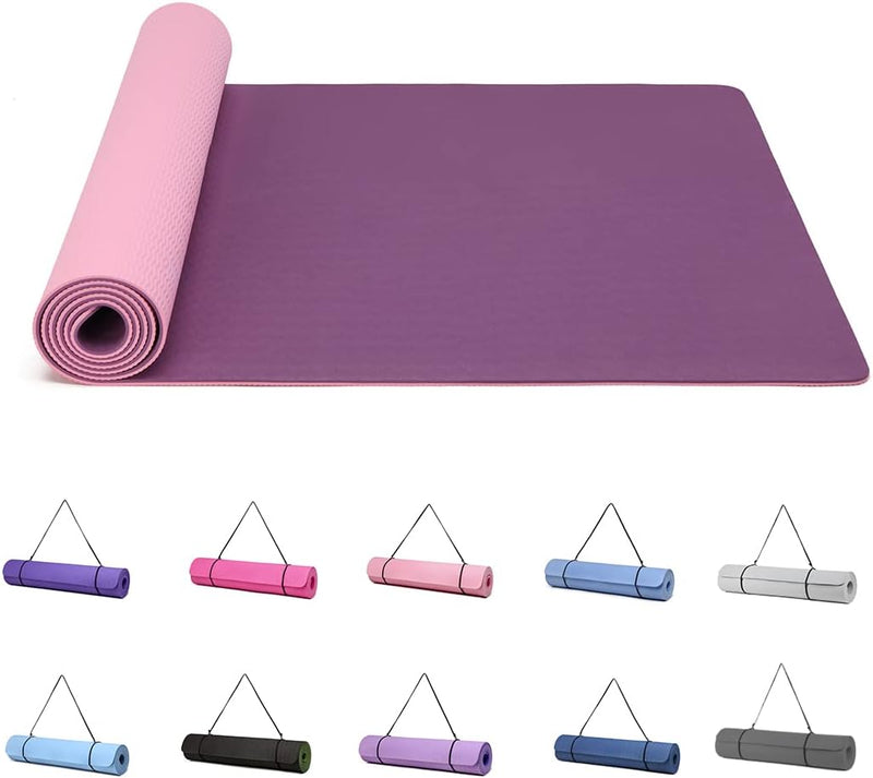 Laad afbeelding in Galerijviewer, Good Nite Yogamat, Gymnastiek, Pilates Oefenmat voor vrouwen, antislip, dik 6 mm met draagriem, Tpe, 183 x 61 x 0,6 cm
