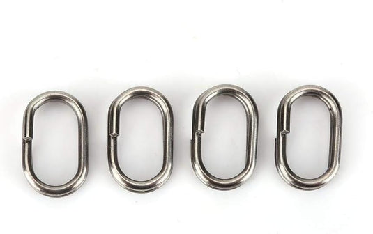 Ovale Sprengringe, 100 Stück, 9 x 15 mm, aus Edelstahl für Kunstköder und Angelhaken – Angelringe – Angelzubehör