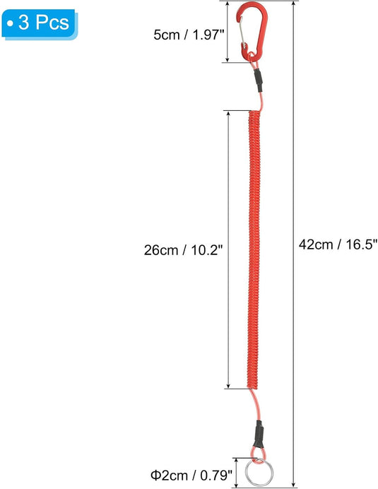 Spiraalkoorden 3 stuks uitschuifbaar tot 150 cm met clip groen – veiligheidslijnen – outdoor accessoires