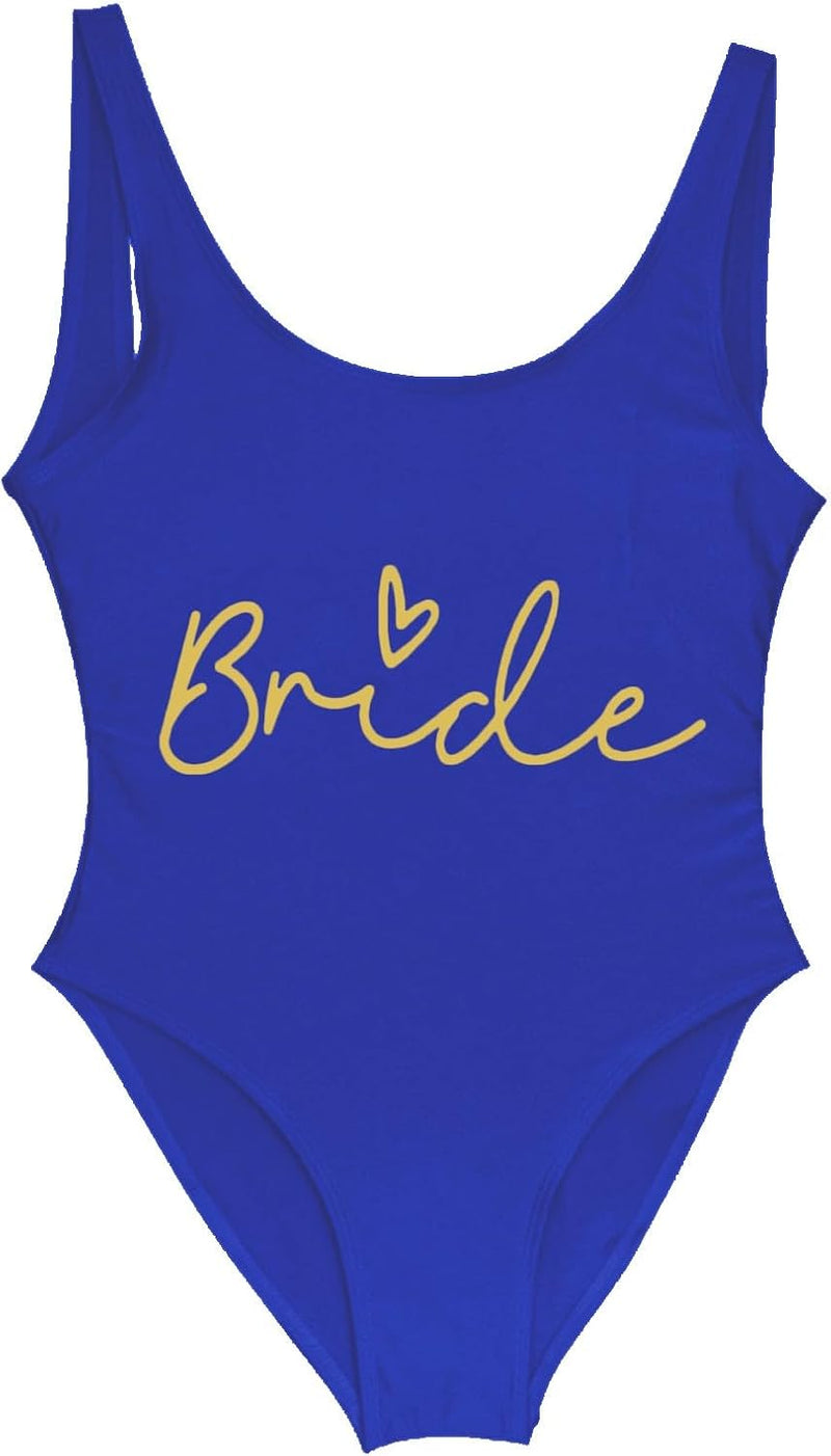 Load image into Gallery viewer, Dames badpak Bride to Be met letterprint en lage rug – bruidsbadpak – vrijgezellenfeest
