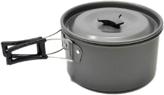 JZK Camp Cookware 2-3 People Set, Pan Pot Teapot Lightweight Outdoor Portable Camping Cooker Set for Trekking Hiking BBQ Picnic Campfire