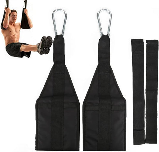 Ab straps voor optrekstang met gevoerde armlussen en karabijnhaken tot 150 kg – buikspiertrainer – core straps