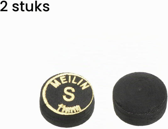 Biljart keu tips 2 stuks 11 mm van gelaagd leer zwart – zachte pomeransen – biljart accessoires