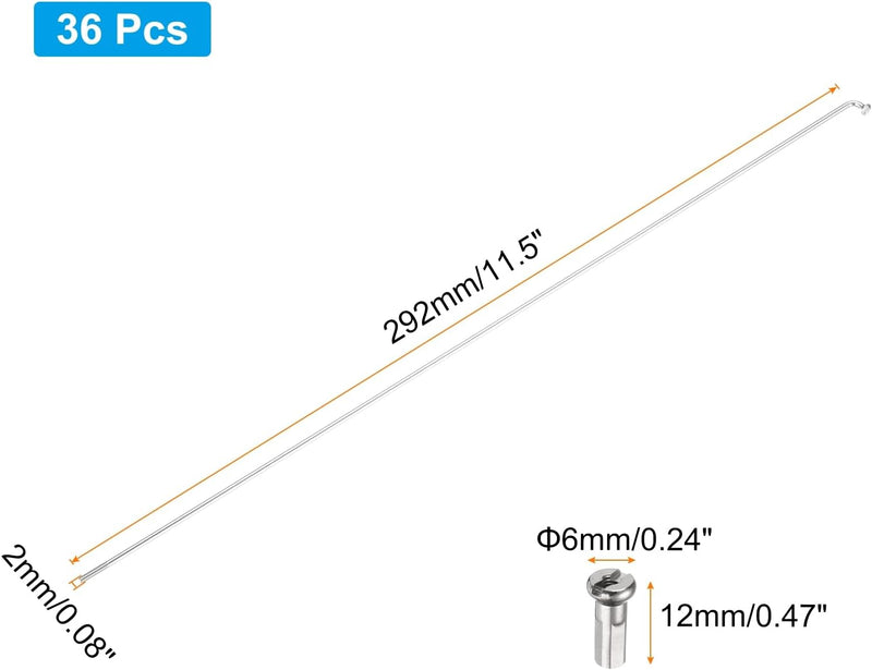 Laad afbeelding in Galerijviewer, Fietsspaken 36 stuks 14G 170 x 2 mm van roestvrij staal met messing nippels – J-bend spaken – fietsonderdelen
