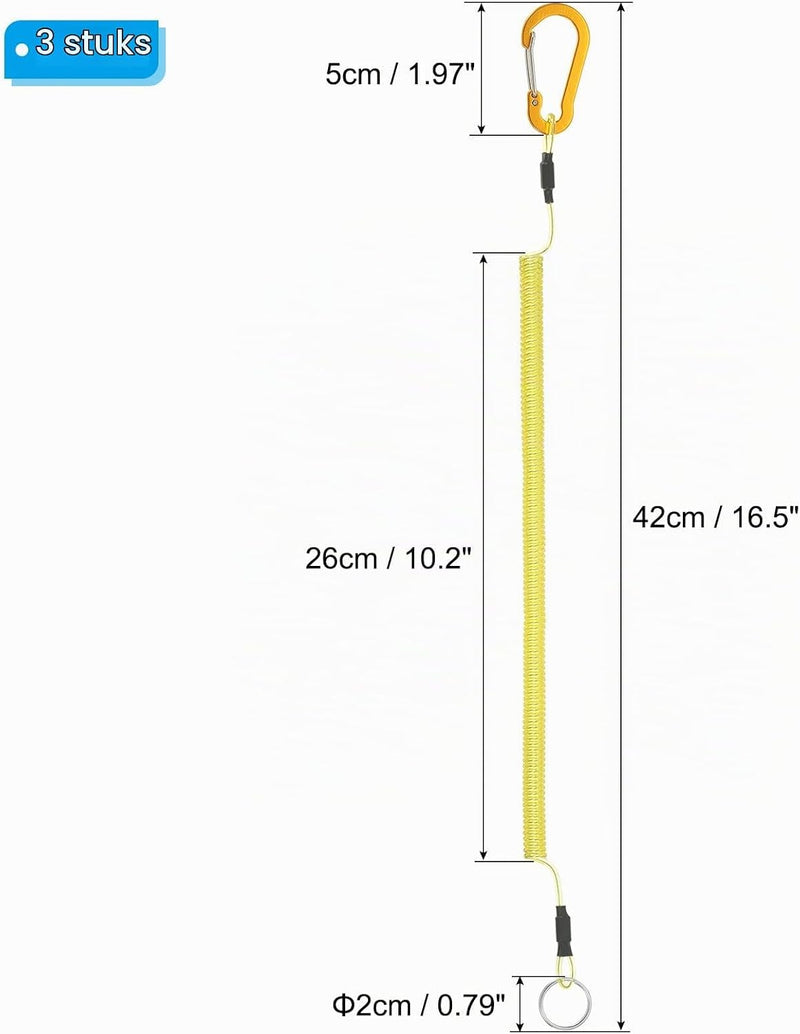 Chargez l'image dans la visionneuse de la galerie, Spiraalkoorden 3 stuks uitschuifbaar tot 150 cm met clip groen – veiligheidslijnen – outdoor accessoires
