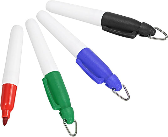 Mini permanente markers 4 stuks met clip in 4 kleuren – golfbal markers – markeerstiften