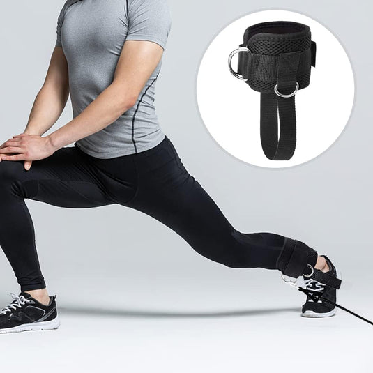 Enkelbanden voor kabelmachines, gevoerde enkelboeien met vast touw, fitnessaccessoires voor bilspieroefeningen en beenverlengingen, verstelbaar, 1 paar