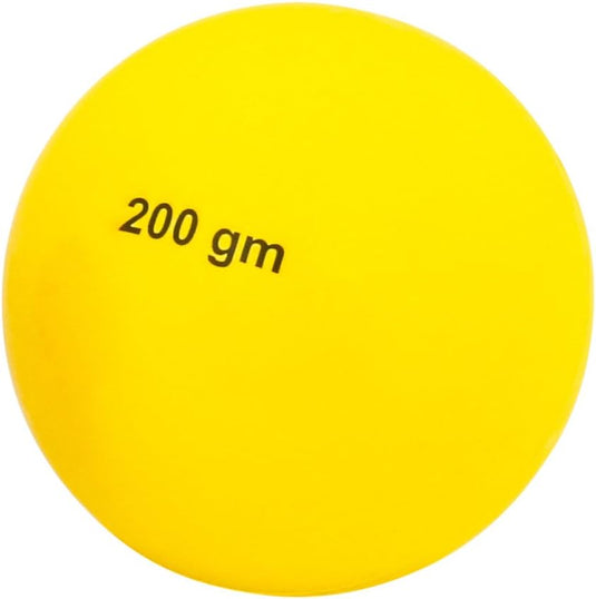 Atletiek werpbal 200 gram 75 mm van kunststof geel – wedstrijd werpbal – trainingsbal